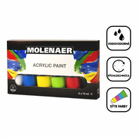 Сет акрилни бои Molenaer 6 x 75 ml - микс бои