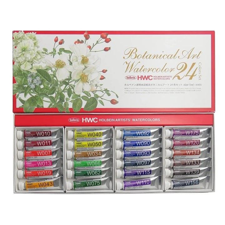 Сет акварелни бои Botanical - Holbein - 24 x 5 ml