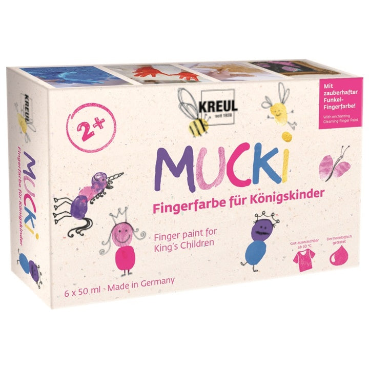Сет бои за цртање со прсти MUCKI за девојчиња - KREUL сет 6 x 50 ml