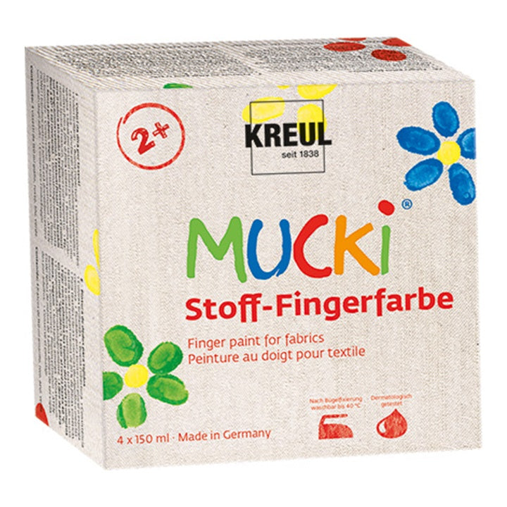 Сет бои за цртање со прсти на текстил MUCKI 4 x 150 ml