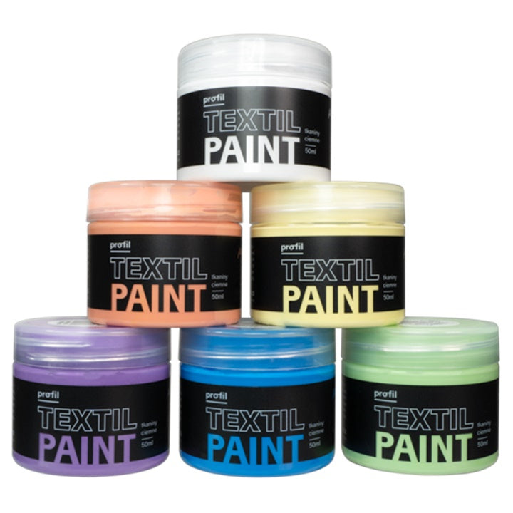 Сет бои за темни текстили Profil - Pastel Candy 6 x 50 ml