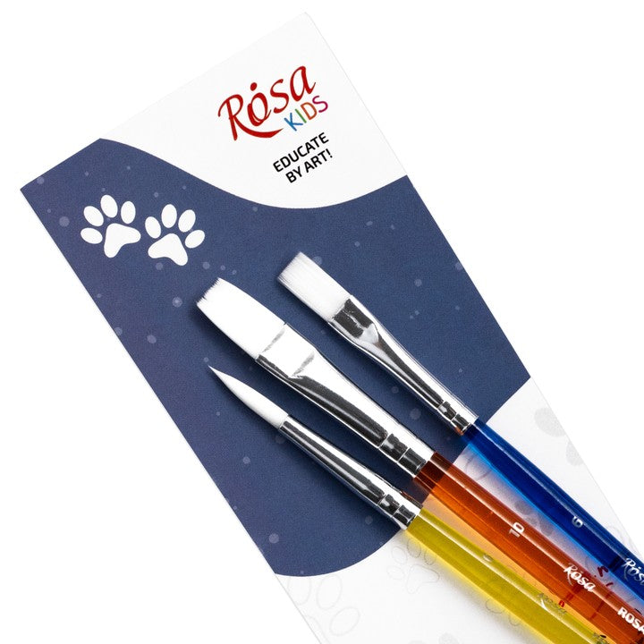Сет четки ROSA Kids 3 парчиња синтетички | тркалезна бр. 6, рамни бр. 6, 10 — слика 2