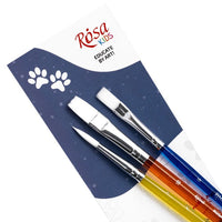 Сет четки ROSA Kids 3 парчиња синтетички | тркалезна бр. 6, рамни бр. 6, 10 — слика 2