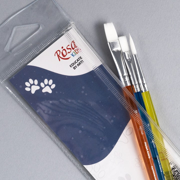 Сет четки ROSA Kids 3 парчиња синтетички | тркалезна бр. 6, рамни бр. 6, 10 — слика 4