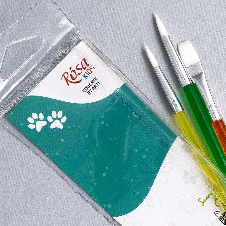 Сет четки ROSA Kids 3 парчиња синтетички | тркалезни бр. 6, 8, рамна бр. 10 — слика 4