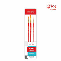 Сет четки ROSA Start 3 парчиња синтетички | рамни бр. 8, 12, тркалезна бр. 6 — слика 1