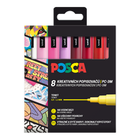 Сет маркери Posca PC-3M LOVE, 0,9 - 1,3 mm - микс од топли тонови (8 пар.)