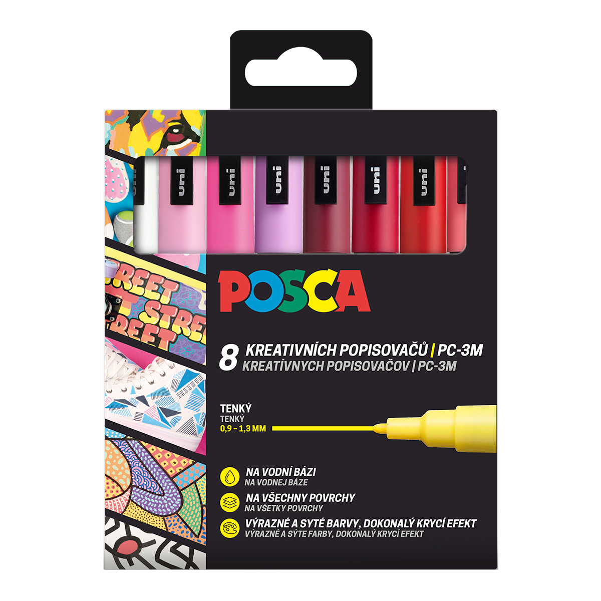 Сет маркери Posca PC-3M LOVE, 0,9 - 1,3 mm - микс од топли тонови (8 пар.)