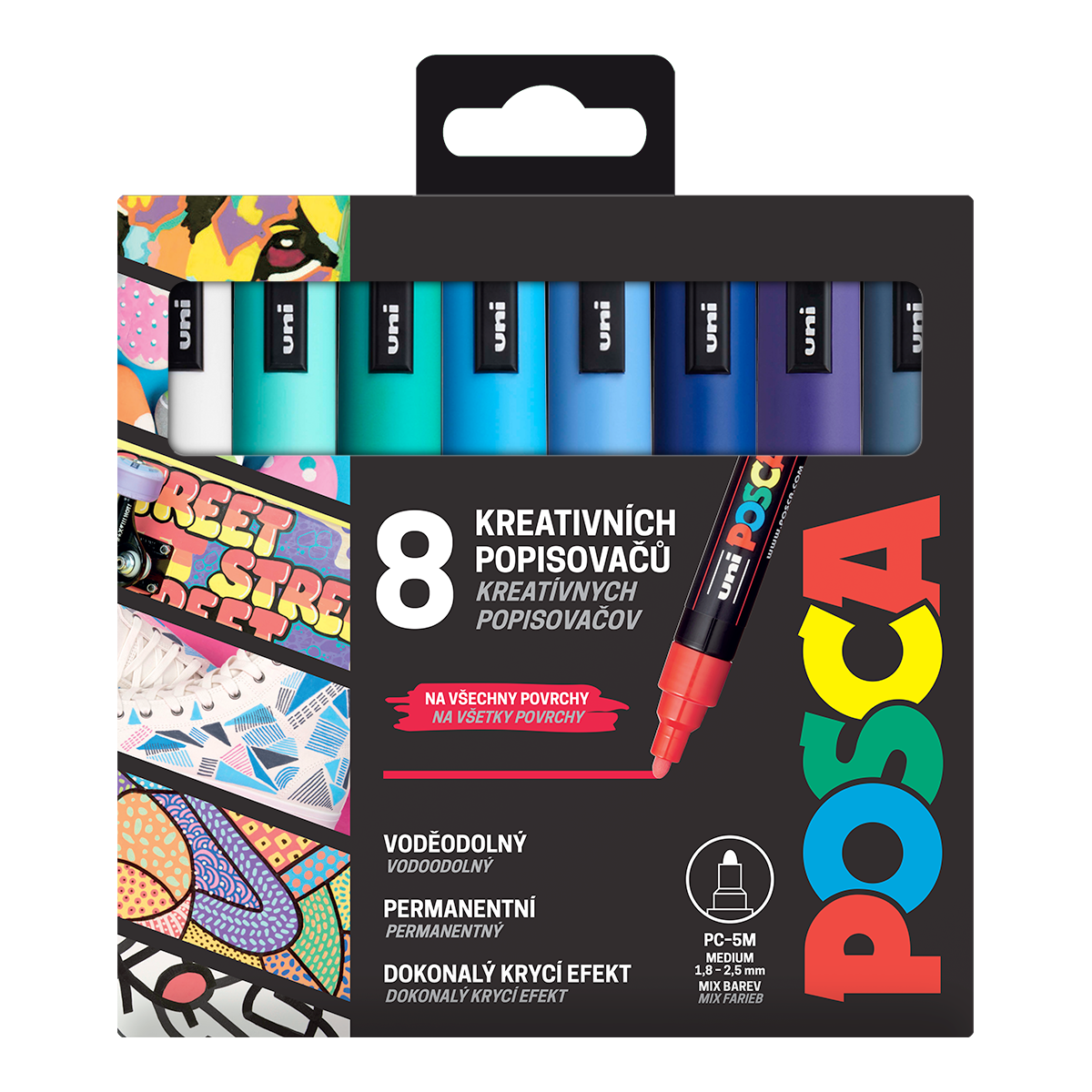 Сет маркери Posca PC-5M OCEAN, 1,8 – 2,5 mm – 8 пар.