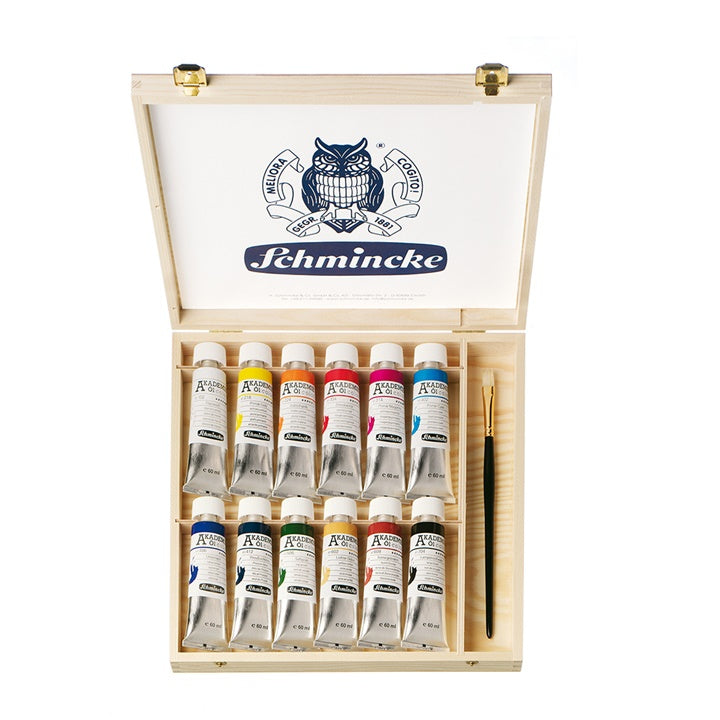 Сет маслени бои во дрвена кутија Schmincke AKADEMIE 12 x 60 ml