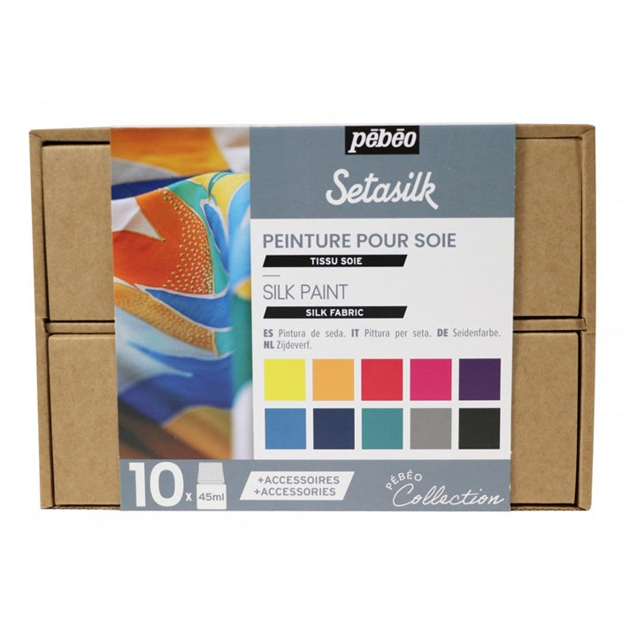 Сет на бои Pebeo за свила Setasilk / 10x45 ml