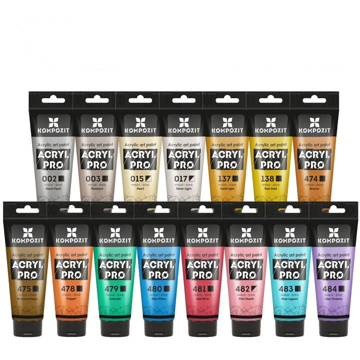 Сет на металик акрилни бои ACRYL PRO Kompozit 15x75 ml - 1