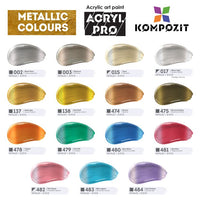 Сет на металик акрилни бои ACRYL PRO Kompozit 15x75 ml - 3