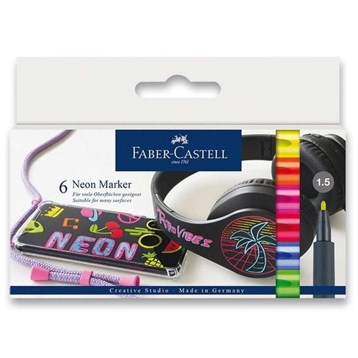 Сет неонски маркери Faber Castell 6 парчиња