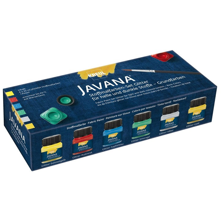 Сет сјајни бои за текстил JAVANA KREUL - Basic Colors - 6 парчиња
