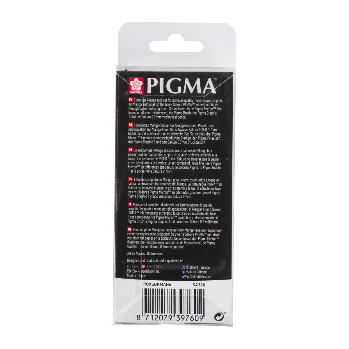 Сет технички пенкала Sakura Pigma Micron Manga 6 пар. црна