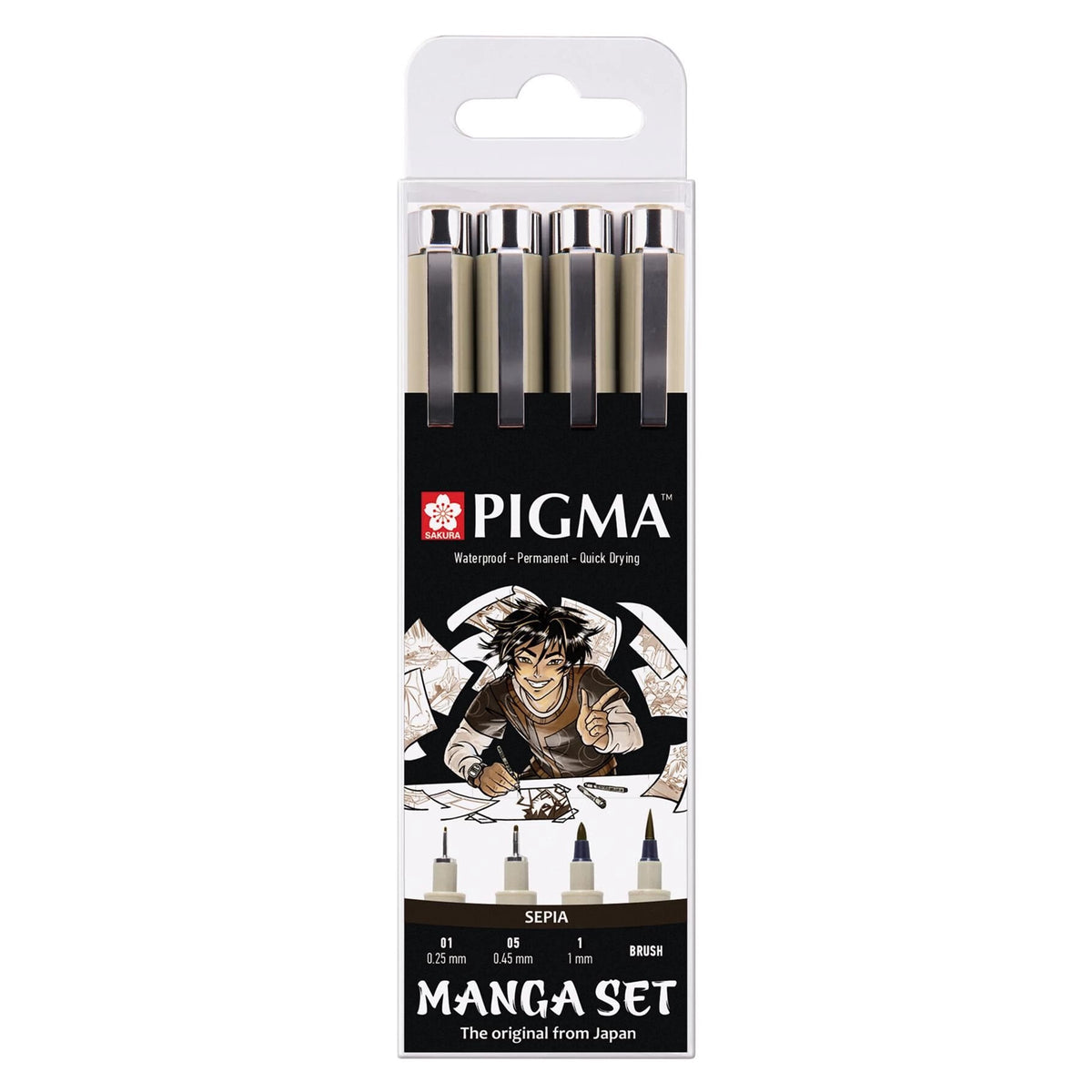 Сет технички пенкала Sakura Pigma Micron Manga Sepia - 4 пар.