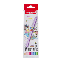 Сет тенки фломастери Bruynzeel Fineliner пастелни – 6 пар. / 0,4 mm