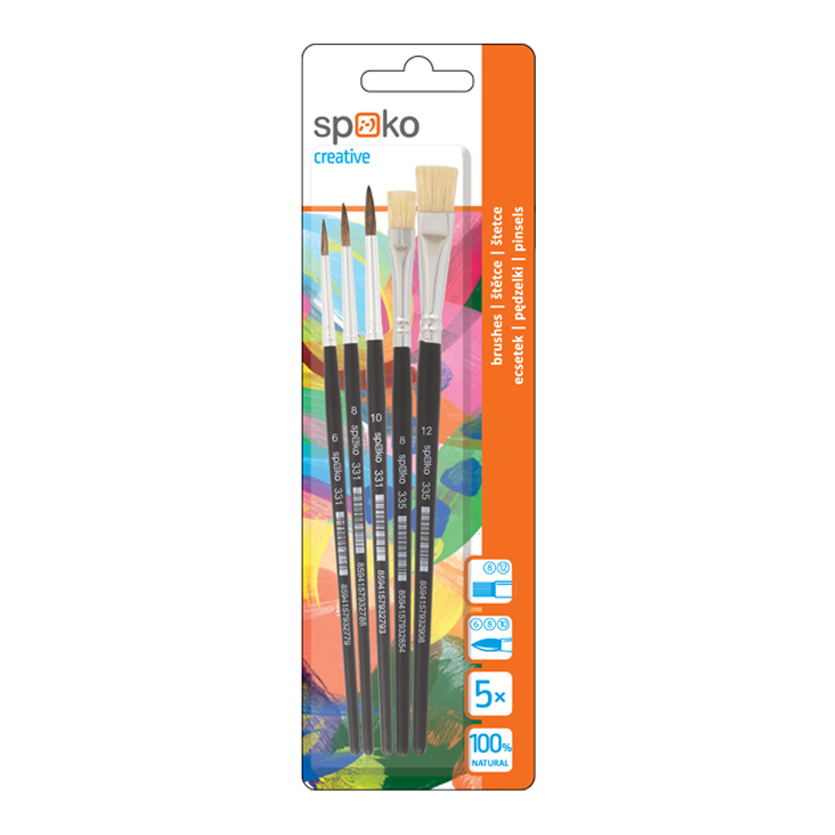 Сет училишни четки Spoko S0339, 5 пар.