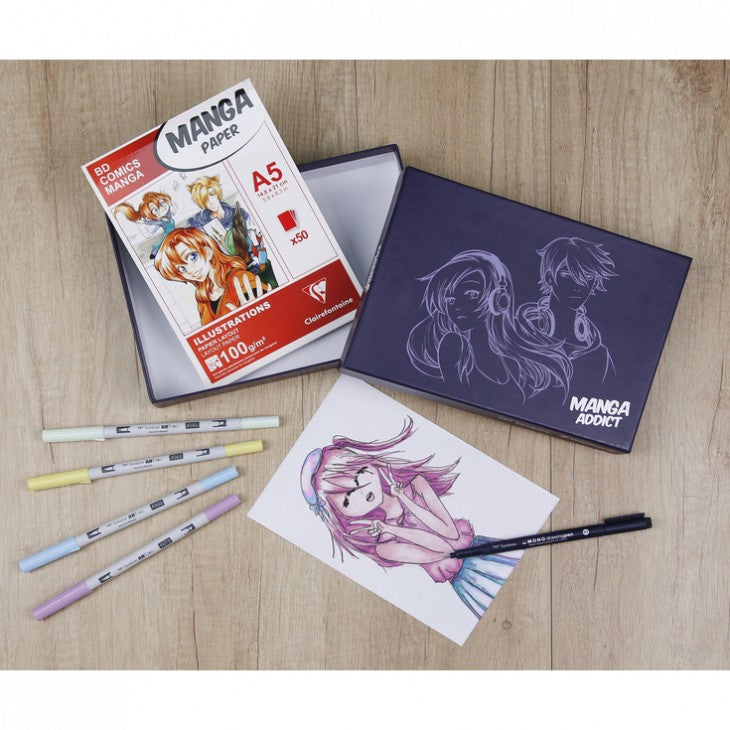 Сет за цртање манга CLAIREFONTAINE Manga Addict Tombow A5 - 50 листови