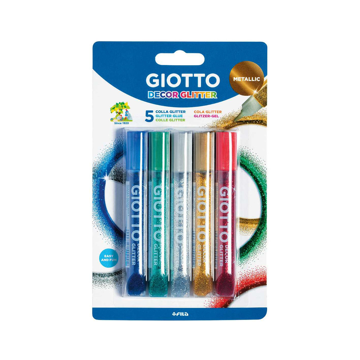 Сјајно лепило GIOTTO Glitter Glue металик бои 5 x 10 g