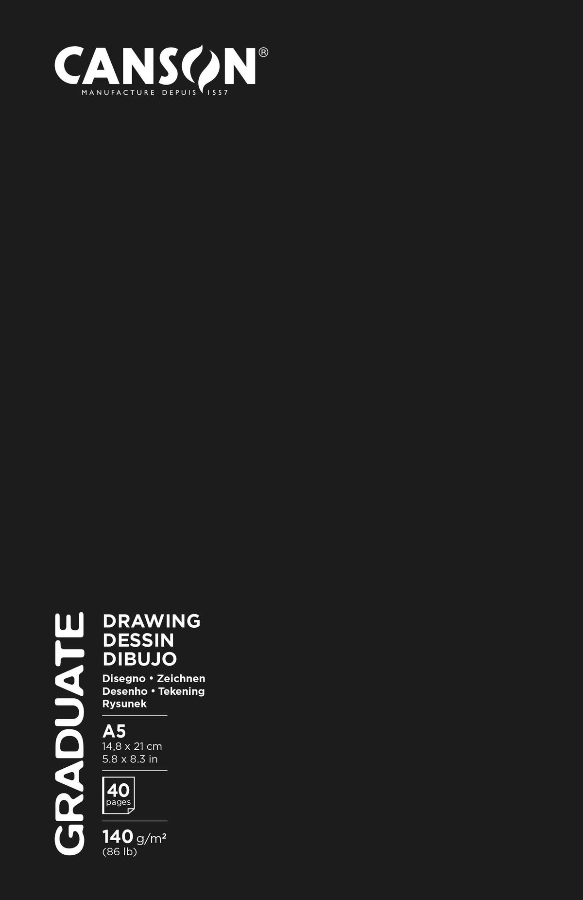 Скицар Canson Graduate Art Book Sketch & Draw 140 g/m², 40 листови, A5, тврд повез