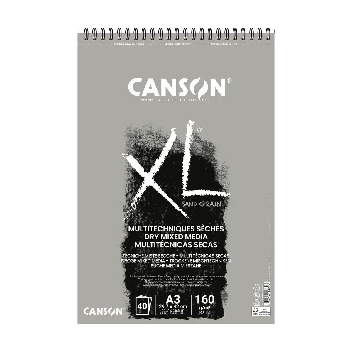 Скицир блок CANSON XL Touch сив 160 g/m² A4 – A3 - 40 листови