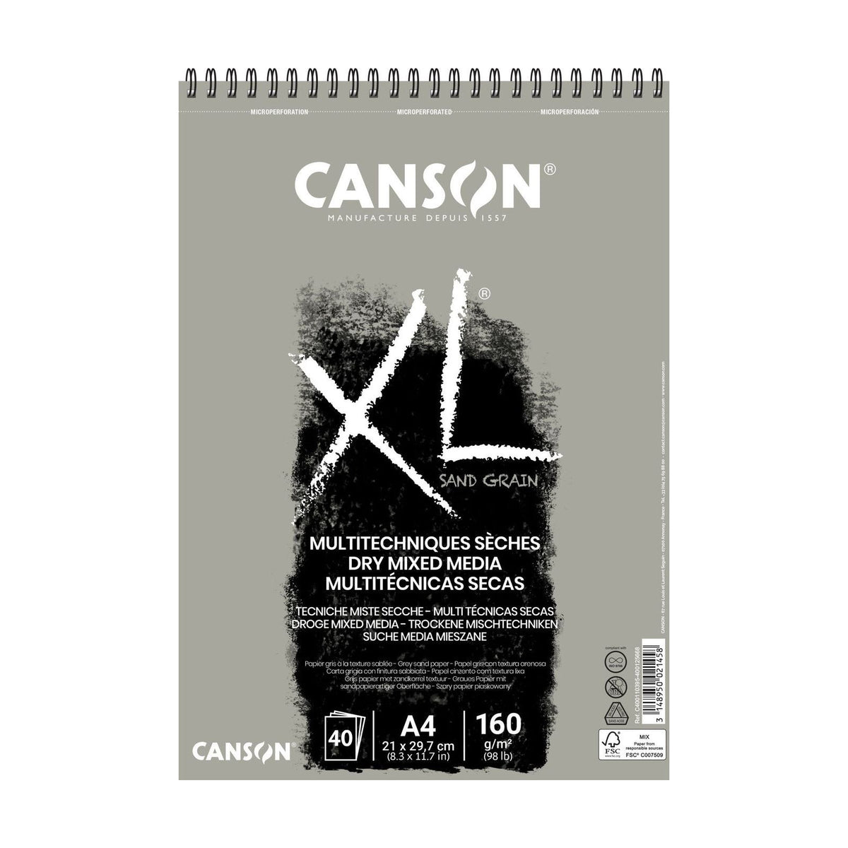 Скицир блок CANSON XL Touch сив 160 g/m² A4 – A3 - 40 листови