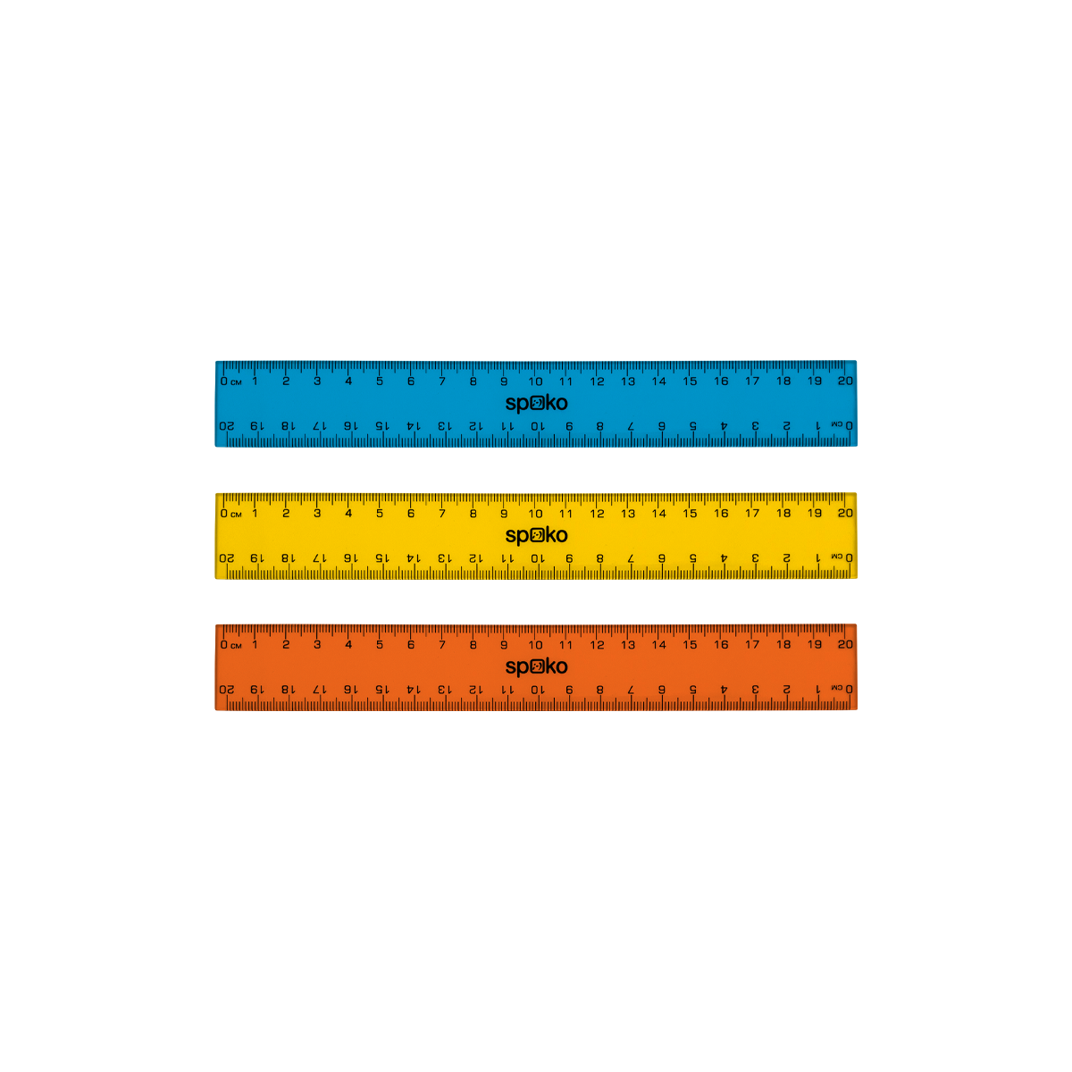 Лењир Spoko, 20 cm, микс бои