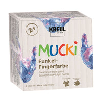 Светникави бои кои се нанесуваат со прсти 150 ml MUCKI - сет 4 x 150 ml