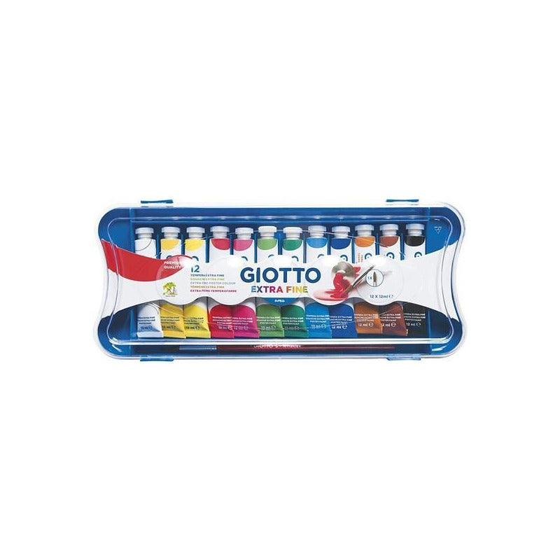 Темперни бои GIOTTO Extra Fine во туби со четка – 12 х