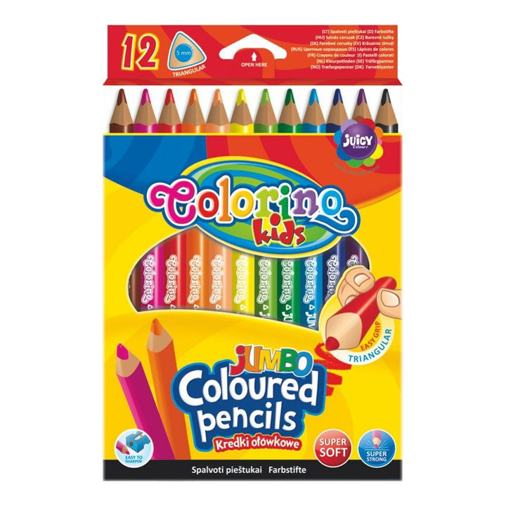 Триаголни JUMBO Colorino боички 12 парчиња - 1