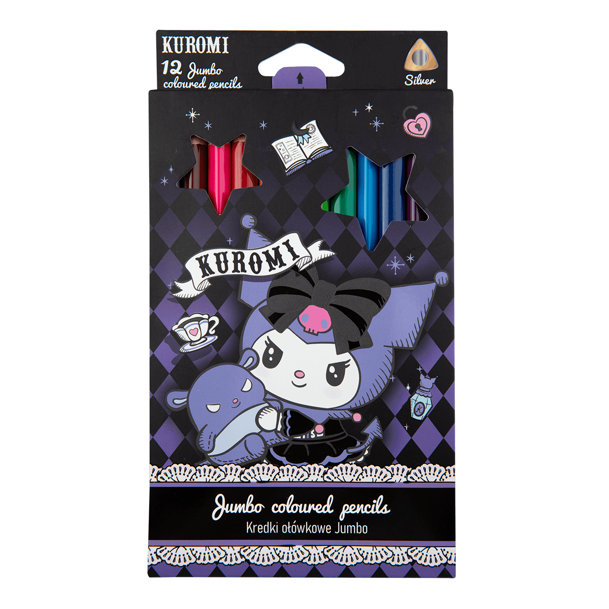 Тристрани дрвени боички Colorino JUMBO Kuromi, 12 бои