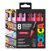 Posca сет маркери PC-5M, LOVE, 1,8 - 2,5 mm, микс од топли тонови (8 пар.)