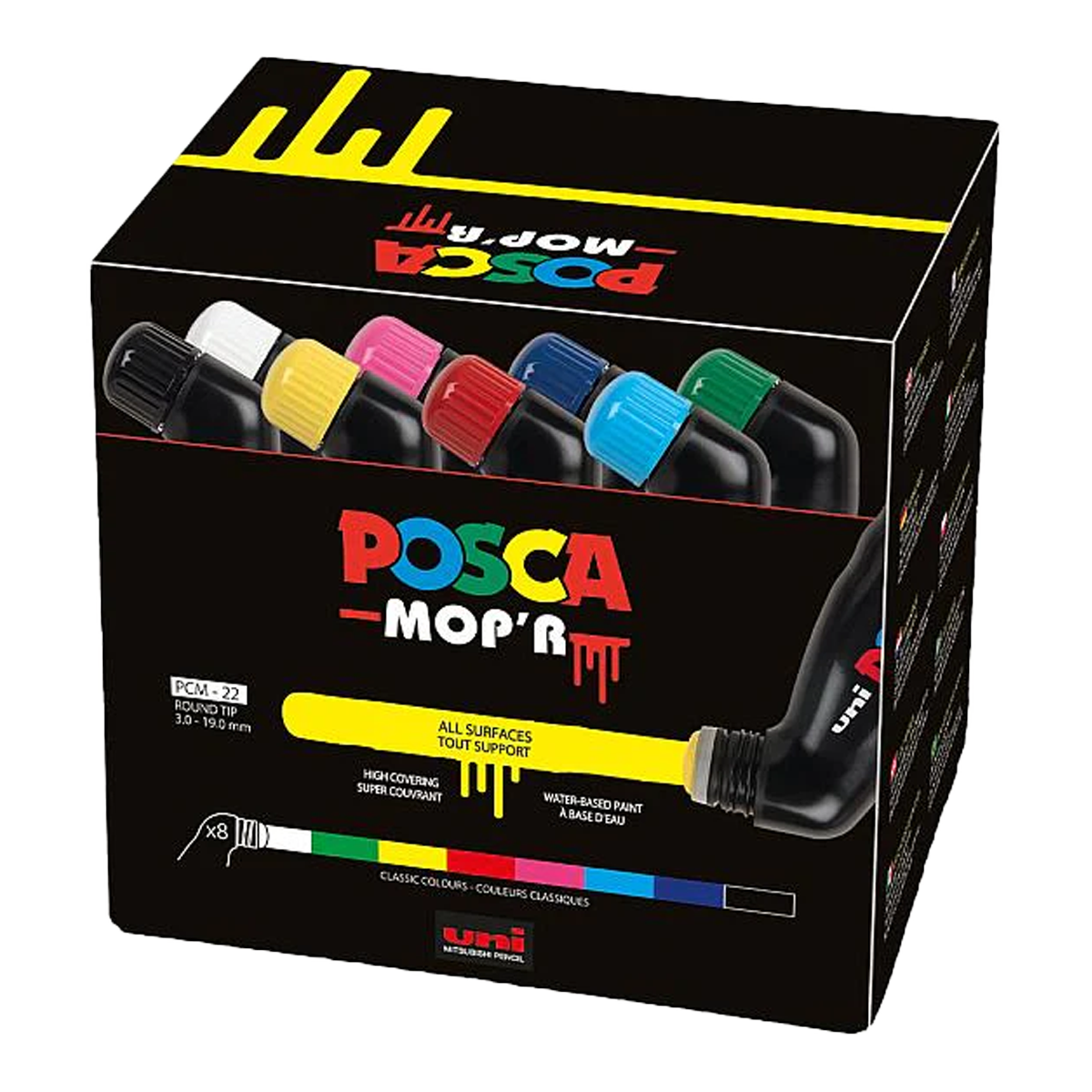 Posca PCM-22 8C MOP´R сет маркери, 3 – 19 mm, микс бои (8 пар.)