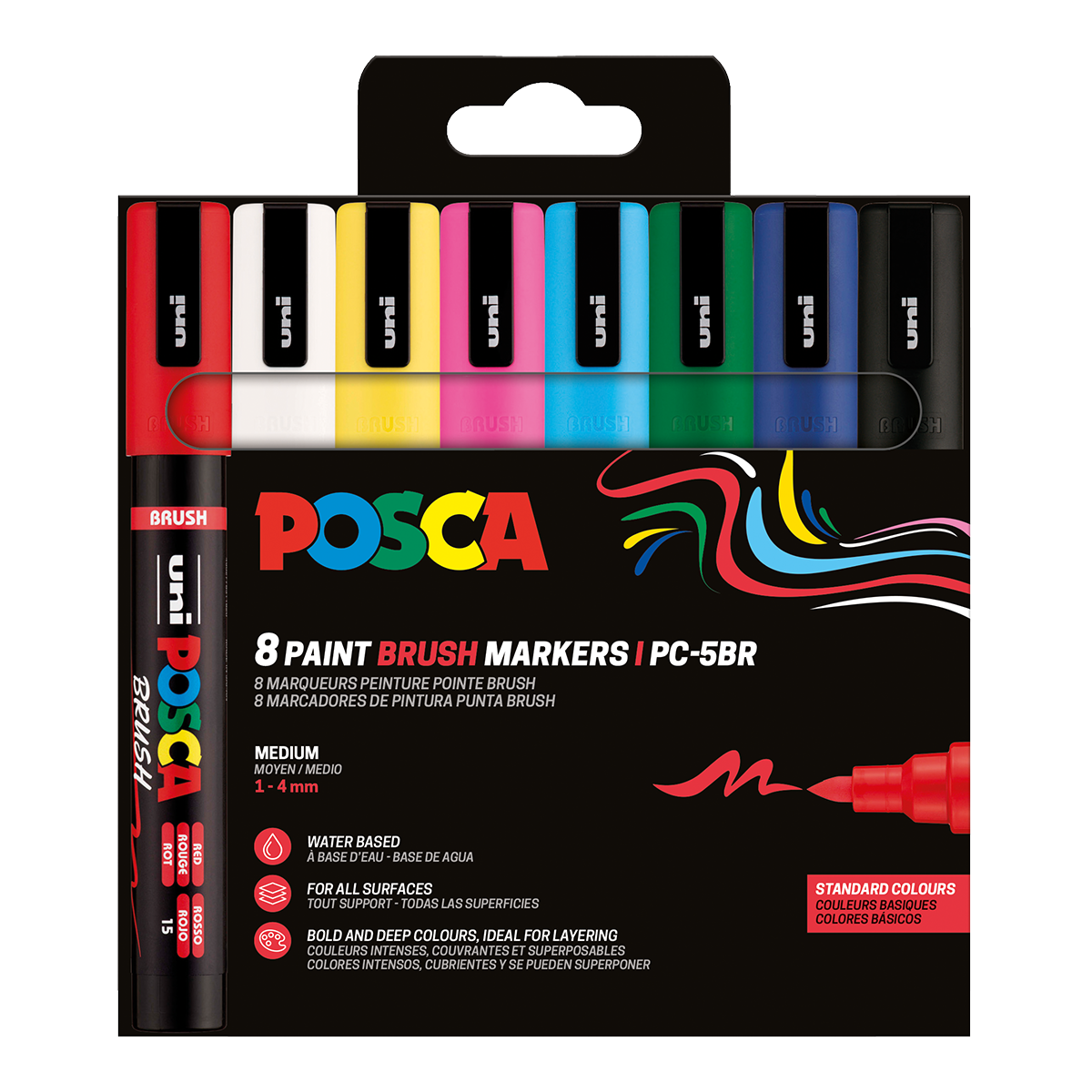Posca сет маркери PC-5BR, 1 – 4 mm, основни бои – 8 пар.
