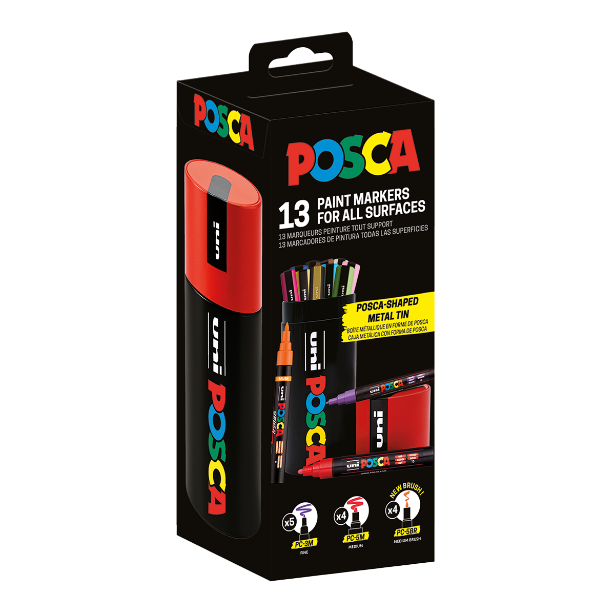 Posca комбиниран сет маркери во метална кутија – 13 пар. (PC-3M, PC-5M, PC-5BR)
