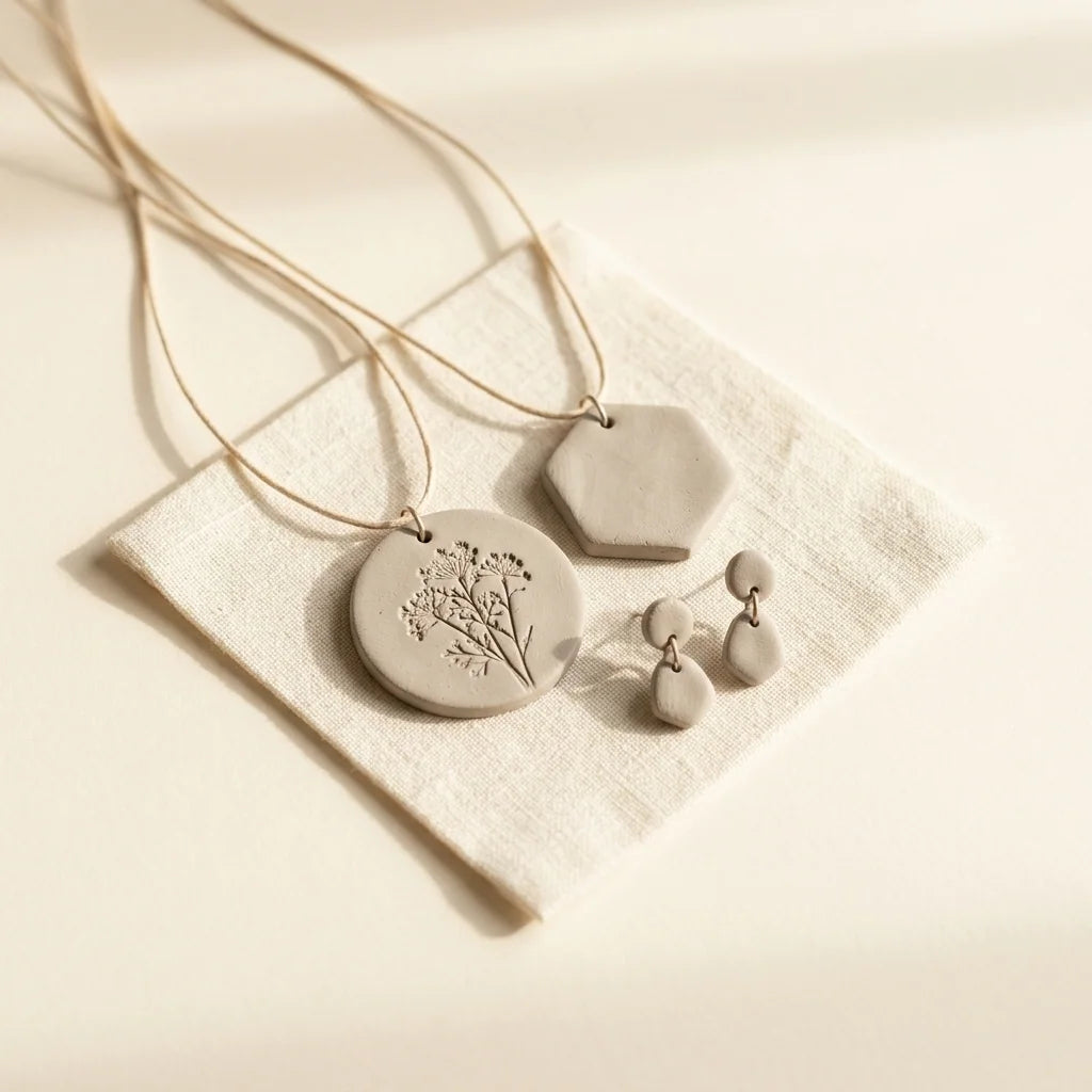 Накит од самостврднувачка маса за моделирање Clay with me — приврзоци и обетки