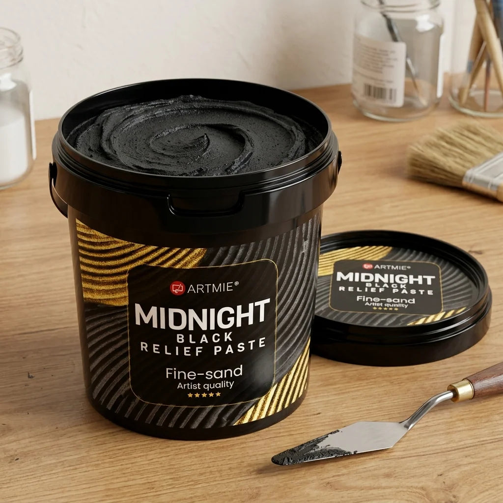 Отворено пакување ARTMIE Midnight — видлива црна песочна паста внатре