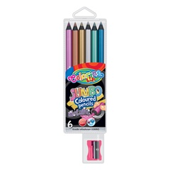 Метални JUMBO Colorino моливи со острилка, пакување од 6